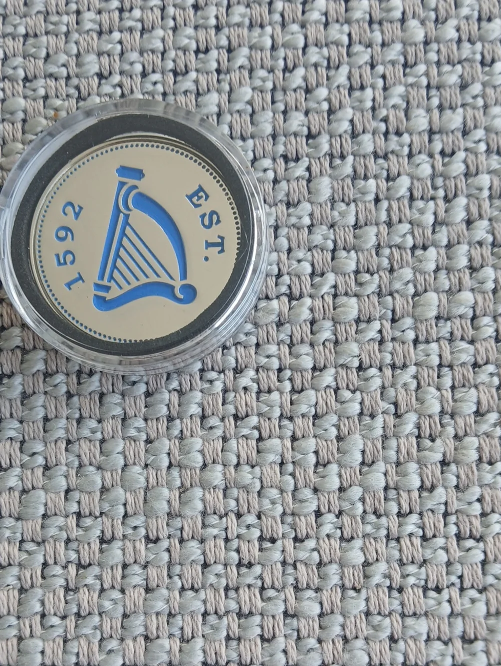 Trinity College Dublin Blue and Silver Challenge Coin